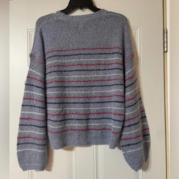 Sundry Anthropologie Cashmere and Wool Balloon Sleeve Striped Sweater Size L - Picture 6 of 9